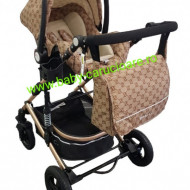Carucior nou născut 3 in 1 + geantă multifuncționala+plasă pentru insecte Baby Care 531 Capuccino Bambucci
