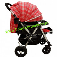 Cărucior nou născut 2 in 1 +plasă pentru insecte Baby Care 511 Roșu Design