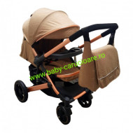 Cărucior nou născut 2 in 1+geantă multifuncționala+plasă pentru insecte Baby Care 512 Dark Capuccino