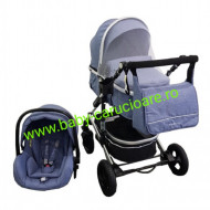Cărucior nou născut 3 in 1+geantă multifuncționala+plasă pentru insecte Baby Care 531 Albastru Jeans