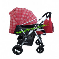 Cărucior nou născut 2 in 1+geanta multifuncționala+plasă pentru insecte Baby Care 511 Roșu Design