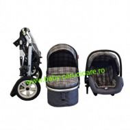 Carucior nou născut 3 in 1+ geantă multifuncționala +plasă pentru insecte Baby Care S 530 Grey Design