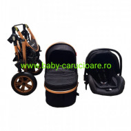 Carucior nou născut 3 in 1+ geantă multifuncționala +plasă pentru insecte Baby Care S 530 Black Design