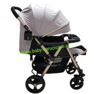 Cărucior nou născut 2 in 1 +plasă pentru insecte Baby Care 511 Grey Gold