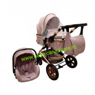 Cărucior nou născut 3 in 1 +geantă multifuncționala+ plasă pentru insecte Baby Care 530 Grey Gold