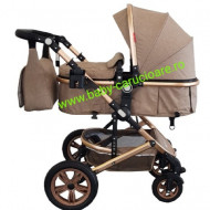 Cărucior nou născut 3 in 1 +geantă multifuncționala +plasă pentru insecte Baby Care S 530 Dark Capuccino