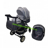 Cărucior nou născut 3 in 1 +geantă multifuncționala+ plasă pentru insecte Baby Care 531 Grey Design