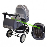 Carucior nou născut 3 in 1+ geantă multifuncționala +plasă pentru insecte Baby Care S 530 Grey Design
