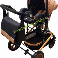 Cărucior nou născut 3 in 1 +geantă multifuncționala+ plasă pentru insecte Baby Care 530 Capuccino Design