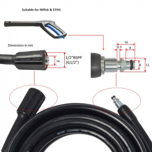 Furtun presiune pentru aparate HUSQVARNA , 1/2 cu interior 14 - 10 m