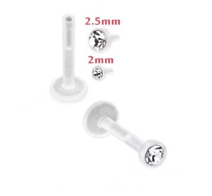 Labret in Teflon (2mm)  1,2ø, 10mm