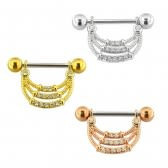 Piercing capezzolo silver con micro gioielli Bianco