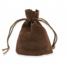 Sacchetti Regalo Di Velluto Doppio Laccio 12x15cm 1pz Marrone