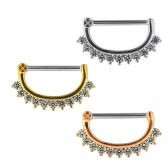 Piercing al capezzolo Gold con micro gioielli Bianco