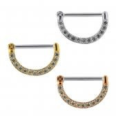 Piercing capezzolo silver con micro gioielli Bianco