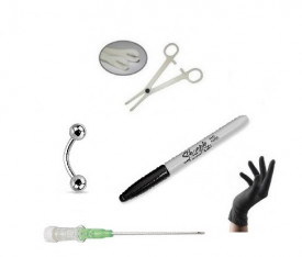 Kit per Piercing (Curved Barbell 10mm, ø1,2mm )