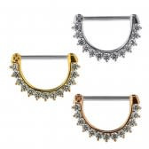 Piercing capezzolo silver con micro gioielli Bianco
