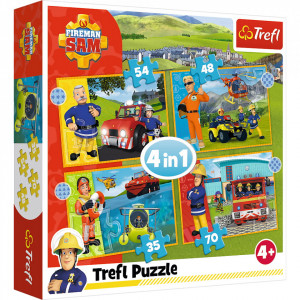 Puzzle Trefl 4in1 Pompierul Sam – Curajosul Sam