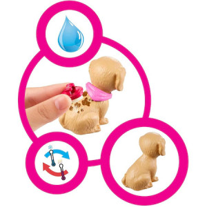Papusa Barbie blonda cu magazin de animale si 25 de accesorii, 30 cm