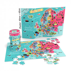 Puzzle Noriel Cunoastere - Harta Europei, 150 piese+ Poster