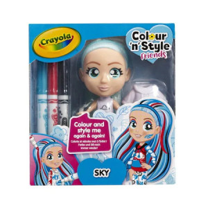 Set Papusa Crayola Color n Style lavabila ,Sky