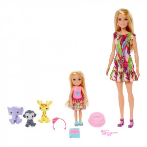 Set Papusi Barbie si Chelsea Lost Birthday cu Animale de Companie si Accesorii