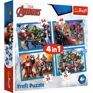 Puzzle Trefl 4 in 1 - Avengers, Razbunatorii Curajosi, 35/48/54/70 piese