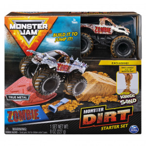 Set Acrobatii Monster Jam cu Nisip Kinetic si Macheta Zombie