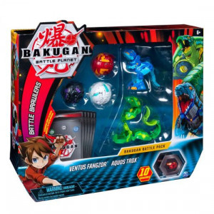 Set Bakugan Battle Pack- Ventus Fangzor si Aquos Trox, cu 5 Figurine incluse