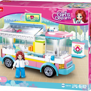 Set de constructie, Girl's Dream Ambulanta, 195 piese, Sluban