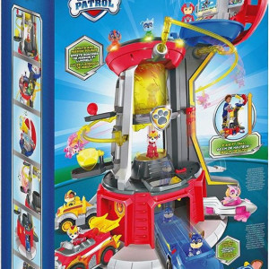 Set de joaca Paw Patrol Mighty Pups - Patrula Catelusilor Turnul de control urias cu telescop 80 cm