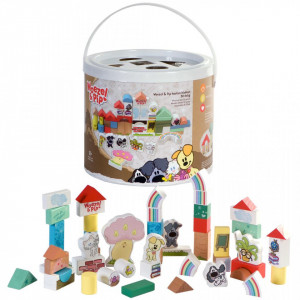 Cuburi din lemn Woezel & Pip,50 buc