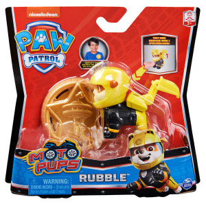 Figurina Paw Patrol, Moto Pups ,Rubble cu insigna