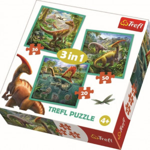 Puzzle Trefl 3in1 - Lumea Extraordinara a Dinozaurilor