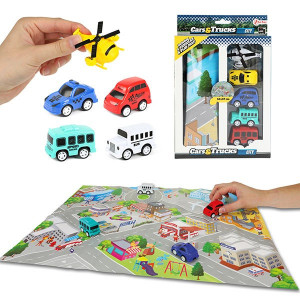 Set Covoras si 5 mini Vehicule Toi-Toys