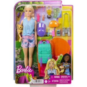 Set de joaca Barbie Camping - Barbie Malibu, 12 accesorii