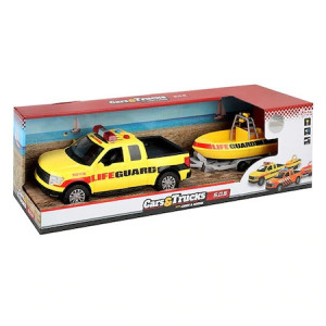 Camioneta cu Barca Toi-Toys cu Lumini si Sunete,LifeGuard