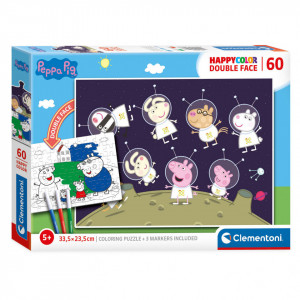 Puzzle de colorat Clementoni Peppa Pig in spatiu,60 piese,3 matkere