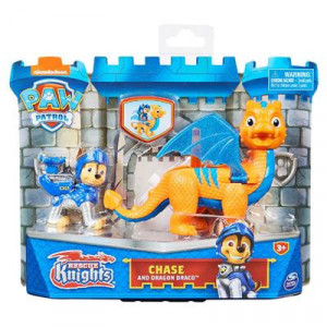 Set 2 Figurine Paw Patrol Rescue Knights - Chase si Dragonul Draco