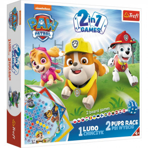 PATRULA CATELUSILOR JOCURI 2IN1 LUDO SI CURSA