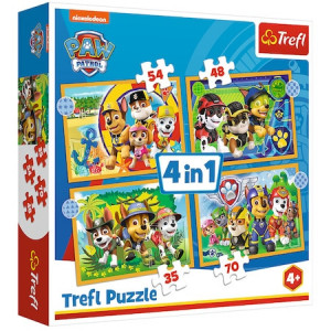 Puzzle 4 in 1 Paw Patrol Echipa este in vacanta, 207 piese