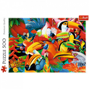 Puzzle Trefl, Pasari colorate, 500 piese