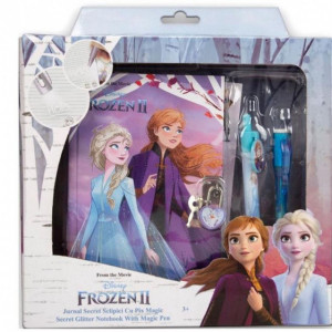 Jurnal pentru copii Frozen 2 cu Lacat si 2 pixuri cu lumina UV