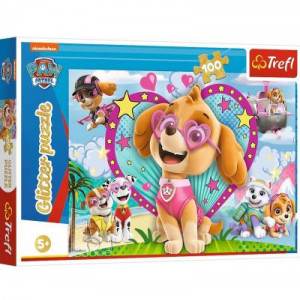 Puzzle Glitter Trefl 100piese- Eroina Skye Paw Patrol
