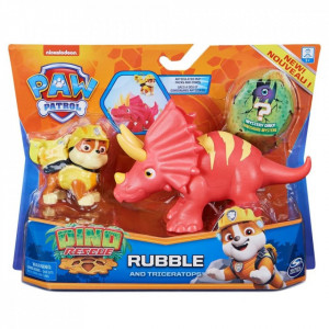Set 2 figurine Paw Patrol Dino Rescue, Rubble si Triceratops