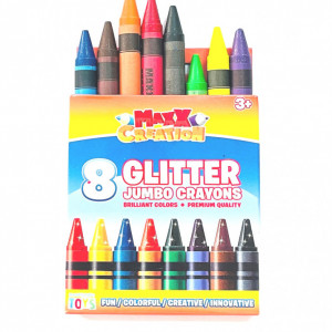 Set 8 creioane Cerate cu Glitter,Jumbo Crayons