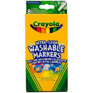 Set 8 Markere Crayola Ultra-Clean Washable,multicolor,cu varf subtire