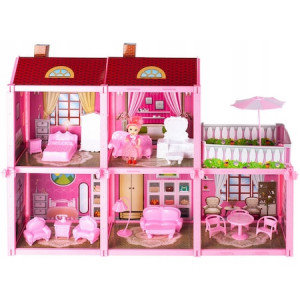 Casuta pentru papusi Malplay Fashion Villa,111 piese, cu mobilier si papusica