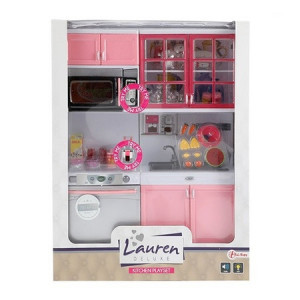 Jucarie Bucatarie Toi Toys cu Accesorii,Lumini si Sunete,Roz