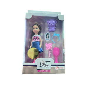 Papusa Toi Toys cu accesorii frumusete si ursulet,14 cm